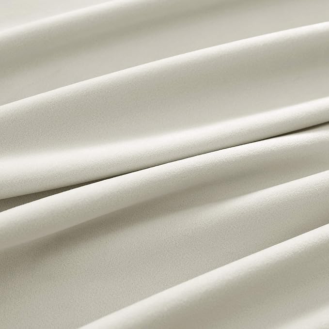 nanbowang Cream White Velvet Curtains - 42 Inches Width 96 Inches Long Soft Curtain Rod Pocket Thermal Insulated Window Treatment for Bedroom 2 Panels