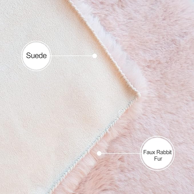 Pink Fuzzy Faux Washable Fluffy Fur Area Rugs for Living Room Cute Small Furry Rugs for Bedroom Kids Rug 2x3 Rug Girls Nursery Rug Rectange Rugs