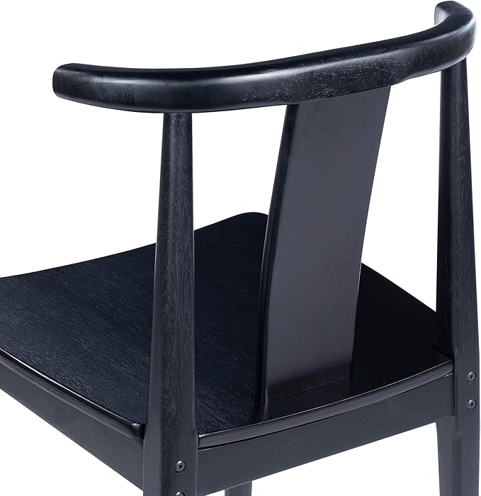 Mid Century Modern Kitchen Chairs Set of 4, Wooden Dining Room Chairs Wishbone Chair with Curved Back Armless Accent Chair for Living Room Restaurant, Black