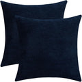 Jeneoo Navy Blue Decorative Throw Pillow Covers Soft Chenille Comfy Square Couch Cushion Cases for Living Room Sofa Decor (Set of 2, 18 x 18 Inches)