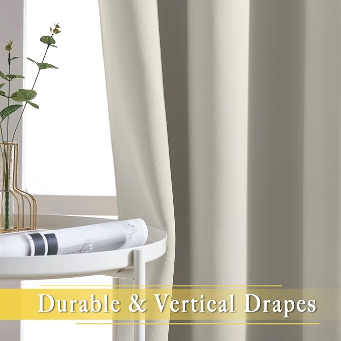 NICETOWN Room Darkening Bedroom Curtain 78 inches Long - Grommet Sound Reducing Window Treatment Privacy Thermal Curtain & Drape Light Blocking for Living Room (Natural, 1 Panel, W52 x L78)
