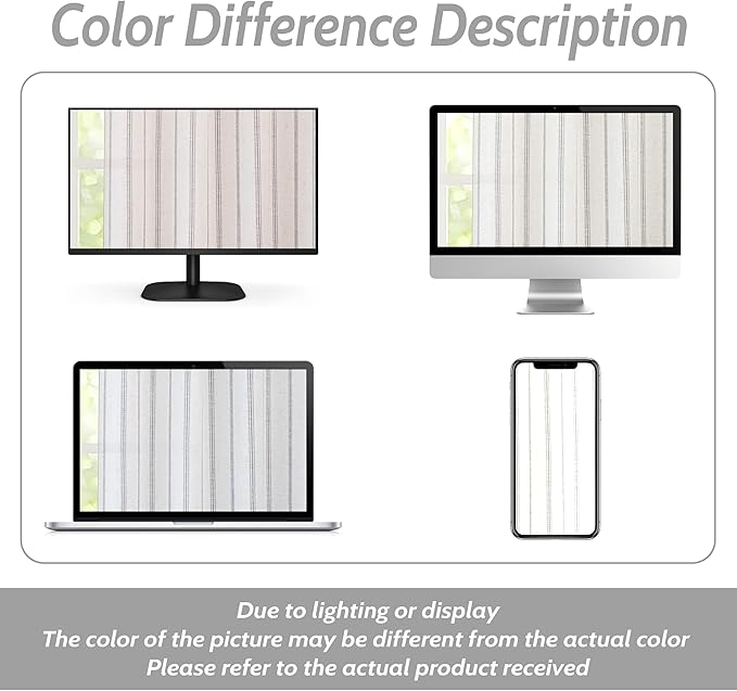 DriftAway Farmhouse Vertical Striped Linen Blend Textured Light Filtering Semi Sheer Curtains for Living Room Bedroom 84 Inches Long Drapes 2 Panels