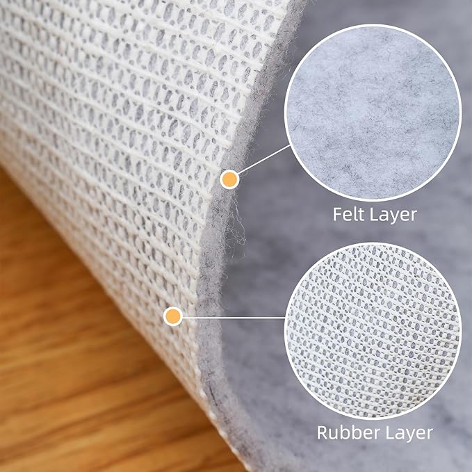 Non Slip Rug Pad, Natural Rubber Backing Rug Pads 1/4” Thick, Felt Rug Gripper Pad, Non Slip Under Carpet Mat, Under Rug Cushion for Hardwood Floors, Carpet Runners (2x6FT)