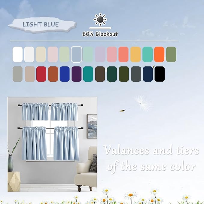 DONREN Room Darkening Sliding Door Curtains - Thermal Insulated Solid Blackout Extra Wide Patio Glass Door Drapes (Light Blue, W 60 x L108, 2 Panels)