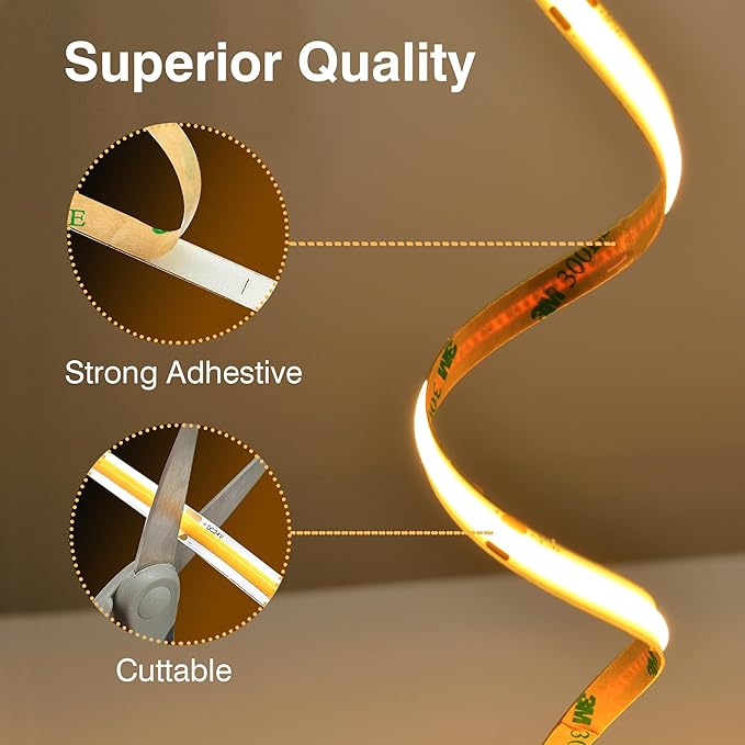 COB LED Strip Lights Natural White,24V Dimmable led Light Strip KIT with Remote and app Control,4000K 32.8FT/2 * 5m 8mm Wide Ra>90 Cuttable Flexible Strip Lights for Bedroom,Wardrobe,Cabinet