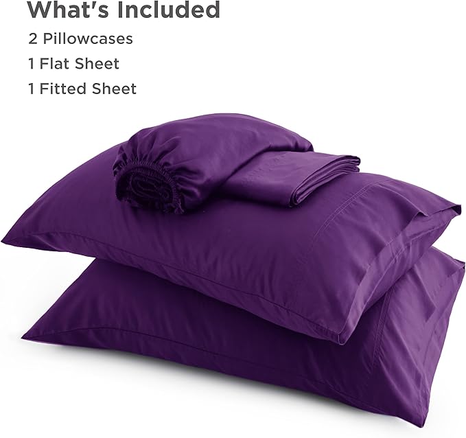 Bedsure Full Size Bed Sheets, Cooling Sheets, Rayon Derived from Bamboo, Breathable & Soft, Deep Pocket Up to 16 Inches, Hotel Luxury Silky Bedding for Hot Sleepers, Plum