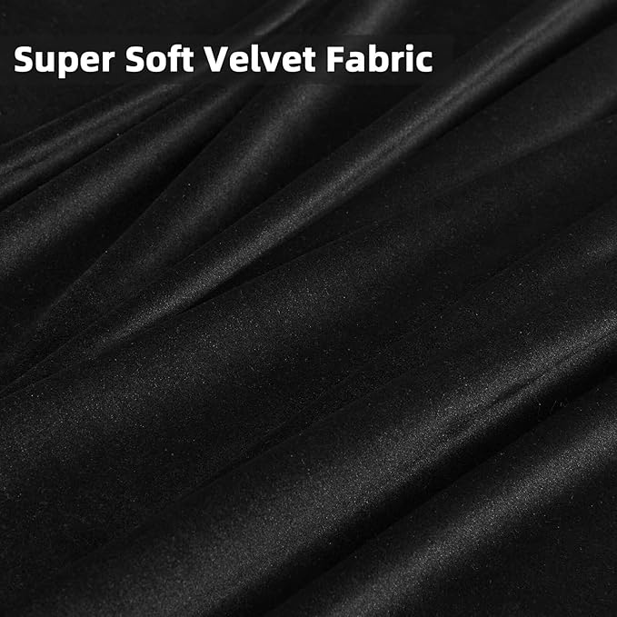 Joydeco Black Velvet Curtains 63 inch Length 2 Panels, Luxury Blackout Rod Pocket Thermal Insulated Window Curtains, Super Soft Room Darkening Drapes for Living Dining Room Bedroom,W62 x L63 inches