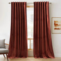 RYB HOME Rust Red Velvet Curtains 102 inches, Back Tab Soft Fabric Room Darkening Thermal Insulated Luxurious Home Decor Curtains for Living Room Bedroom, W 52" x L 102", 2 Panels Set