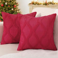 decorUhome Spring Euro Sham Throw Pillow Covers 22x22 Inch Set of 2, Soft Plush Faux Fur Wool Red Couch Pillow Covers, Decorative Neutral Pillow Cases for Bed Sofa Living Room Home Decor