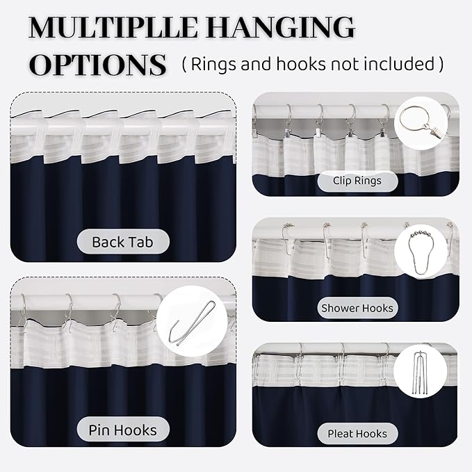 100% Blackout Thermal Insulated Curtains, 3 Layers Noise Absorbing, Soundproof Back Tab Drapes for Sliding Glass Door Baby Nursery Bedroom with Hooks, Navy Blue 50x84 Inch Set of 1