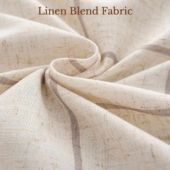 Linen Plaid Blackout Curtains Gingham Double Layer for Living Room,Bedroom,Dining Room 108 Inches Long 2 Panels Set Luxury and Modern Printed Design Darkening Pinch Pleated