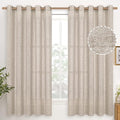 YoungsTex Natural Linen Curtains 63 Inch Length 2 Panel Linen Textured Curtains with Bronze Grommet Light Filtering Window Drapes for Living Room, 60 X 63 Inch