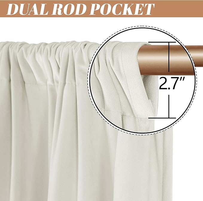 nanbowang Cream White Velvet Curtains - 42 Inches Width 63 Inches Long Soft Curtain Rod Pocket Thermal Insulated Window Treatment for Bedroom 2 Panels