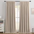 Joydeco Beige 100% Blackout Curtains 102 Inch 2 Panels, Luxury Thermal Beige Velvet Curtains for Bedroom Living Room, Soundproof Blackout Window Drapes, Rod Pocket & Back Tab (52W x 102L)