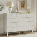 LYNSOM Fluted 9 Drawer Dresser for Bedroom, 55" Wide Modern Chest of Drawers with Curved Profile Design and Metal Handles, Wood Dresser TV Stand & Storage Organizer for Bedroom, Hallway, White