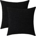 Jeneoo Black Decorative Square Thick Throw Pillow Covers Fine Textured Boucle Couch Cushion Case for Sofa Decor, Set of 2, 20 x 20 Inch