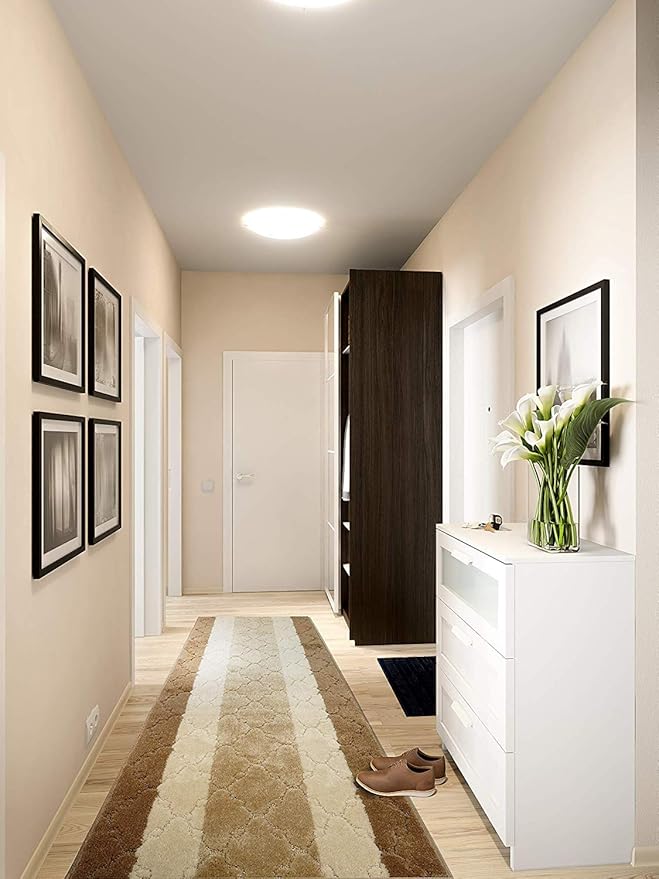 Custom Length Hallway Runner Rug,Slip Resistant,Trellis Beige, 26 Inch X 16 feet, Sold and Priced Per Foot