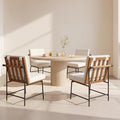 Modern Dining Chairs Set of 4, Comfy Sherpa Fabric Armless Upholstered Side Chairs with Wooden Backrest Black Metal Legs for Dining Room Living Room, White