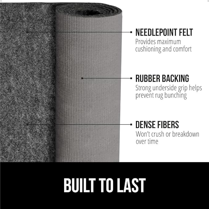 GORILLA GRIP Felt and Natural Rubber Stay in Place Slip Resistant Rug Pad, 1/8in Thick, 6x9 FT Protective Padding Under Area Rugs, Cushioned Gripper Pads, Carpet Runners, Hardwood Floors Protection