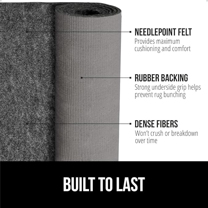 GORILLA GRIP Felt and Natural Rubber Stay in Place Slip Resistant Rug Pad, 1/8in Thick, 8x10 FT Protective Padding Under Area Rugs, Cushioned Gripper Pads, Carpet Runners, Hardwood Floors Protection
