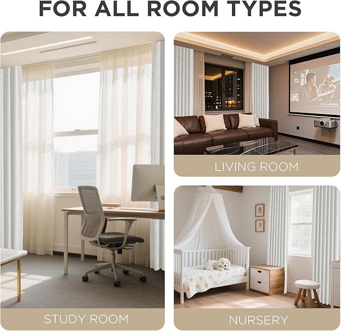 Joydeco Blackout Curtains for Bedroom - 100% Light Blocking 2 Panels Set White Drapes 42" W x 84" L, Thermal Insulated Room Darkening Curtains, Linen Textured for Living Room, Rod Pocket & Back Tabs