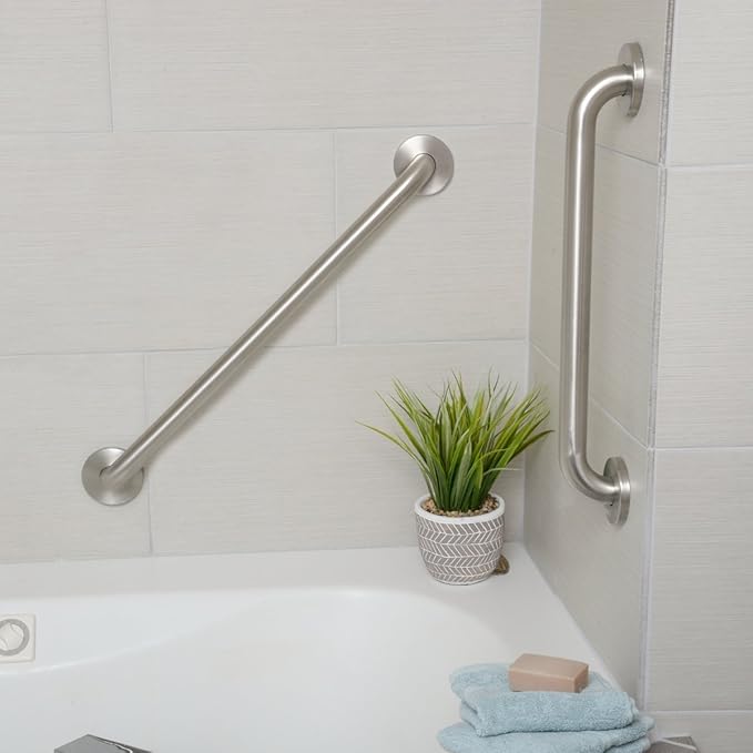 Amazon Basics Bathroom Handicap Safety Grab Bar, 36 Inch Length, 1.25 Inch Diameter, Holds up to 500LBs, ADA Compliant, Stainless Steel
