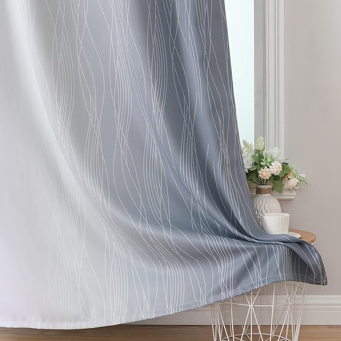 Estelar Textiler Grey and Greyish White Blackout Curtains & Drapes for Bedroom,Thermal Insulated Ombre Blackout Drapes,Full Room Darkening Energy Saving Gray Curtains for Living Room,52Wx84L,2 Panels