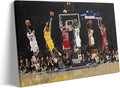 Basketball Legends Canvas Wall Art Print Poster, Iconic Sports Stars Shooting Inspirational Picture, Motivational Photography Wall Decor for Gym Dorm Home Office Living Room Bedroom, Framed 16x20inch