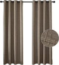 Jacquard Linen Curtains 108 inch Length 2 Panels Thick Faux Linen Blended Window Drapes Burlap Textured Curtains with Grommet for Living Room Bedroom Farmhouse (52x108 Dark Coffee) Natural