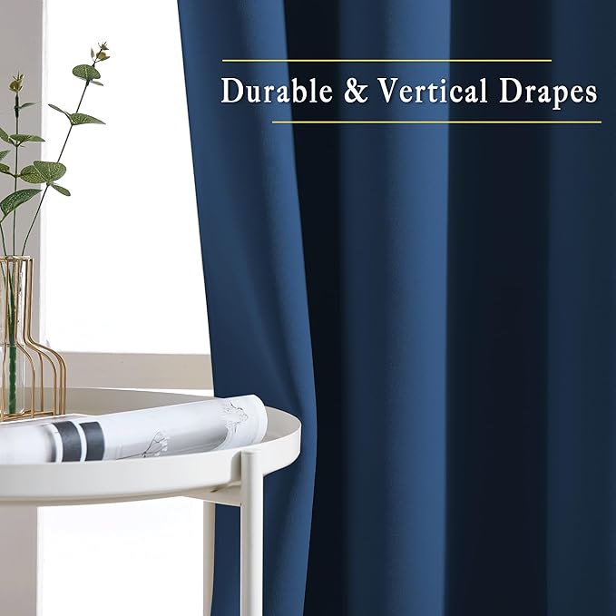 NICETOWN Window Drapes Long Curtains - (52 inches Wide x 108 inches Long, Moroccan Blue, 2 Pieces) Living Room Panels Grommet Top Window Treatment for Hall & Guest Room