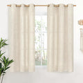 YoungsTex Linen Boho Curtains 54 Inches Length for Living Room Window, Short Semi Sheer Drapes with Bronze Grommet Light Filtering Privacy for Bathroom Bedroom, 42 x 54 Inch, 2 Panels