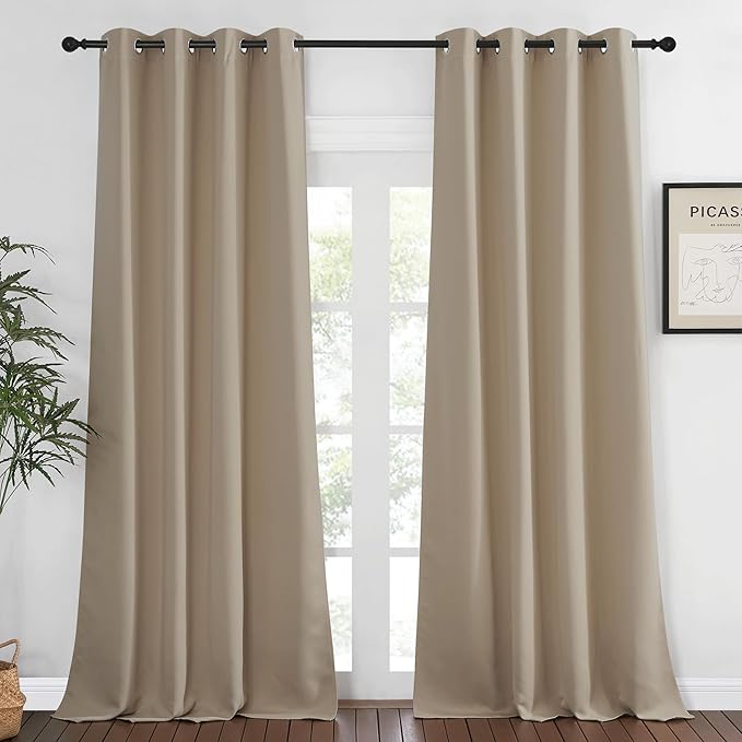 NICETOWN Bedroom Curtain Room Darkening Drapery 102 inches Length - Home Fashion Thermal Insulated Grommet Room Darkening Curtain for Living Room (Taupe, 1 Panel, 52 x 102 inches)