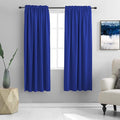 DONREN Royal Blue Rod Pocket Blackout Curtains for Kitchen - Window Treatment Energy Saving Solid Curtains (52 by 72 Inches,2 Panels)