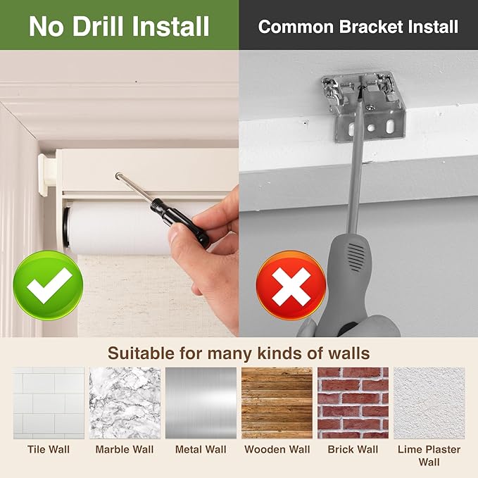 HESTIA No Drill Cordless Blackout Roller Shades Screwless Waterproof Shower Window Blinds, Auto-Retraction Easy Install Blind for Bedroom/Living Room/Kitchen, Cream Linen, 33" W x 72" H