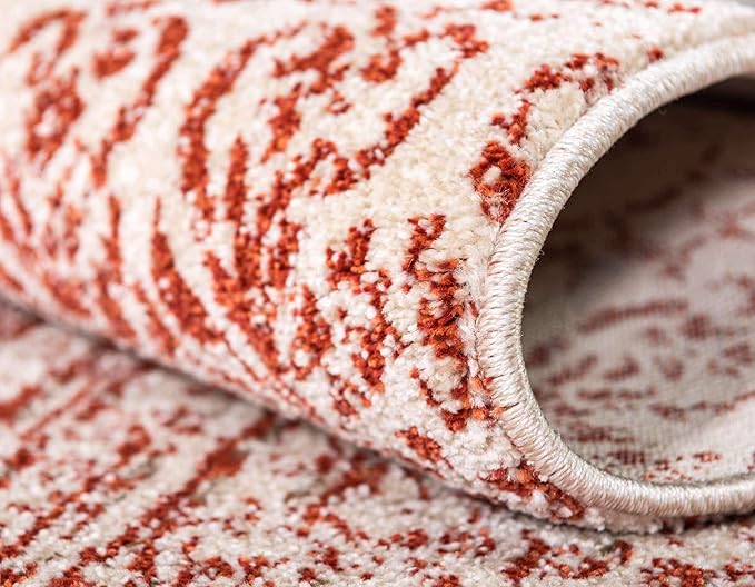 Unique Loom Del Mar Collection Area Rug - Jennifer (6' 1" x 9' Rectangle, Red/ Beige)