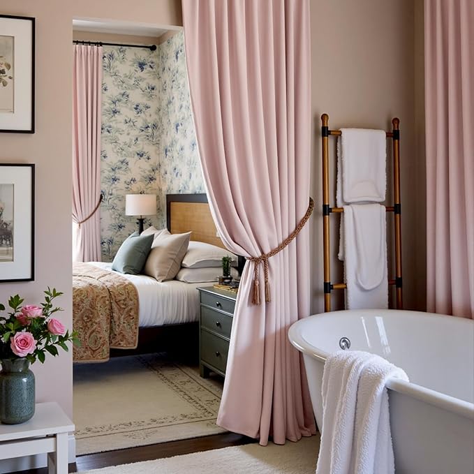 Lazzzy Velvet Blackout Curtains Thermal Insulated Room Window Drapes Super Soft Luxury Curtains for Living Room Bedroom Rod Pocket 2 Panels, Dusty Pink, 52" W x 102" L
