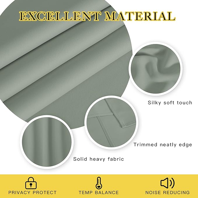NICETOWN Blackout Patio Curtains 100 x 144 Inches Long for Sliding Door Extral Wide Blackout Curtain Panels Thermal Insulated Room Divider - Grommet Top, 100" W x 144" L, 1 Panel, Sage Green