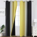 Estelar Textiler Black and Yellow Ombre Blackout Curtains for Bedroom, Full Room Darkening Grommet Curtains for Living Room, Thermal Insulated Light Blocking Gradient Drapes, 42Wx84L,2 Panels