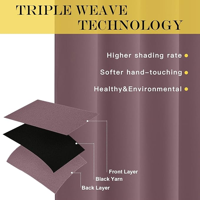 NICETOWN Blackout Curtains 63 inches Long for Living Room Bedroom, Grommet Thermal Insulated Room Divider Drape Window Treatment for Sliding Patio Door, W100 x L63, 1 Panel, Dry Rose