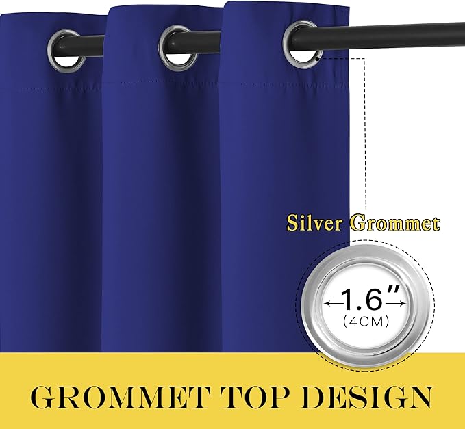 NICETOWN Sliding Door Window Treatment Blackout Patio Door Curtain Panels, Privacy Thermal Drapes for Bedroom Living Room Department with Grommet Top (Navy Blue, W66 x L110)