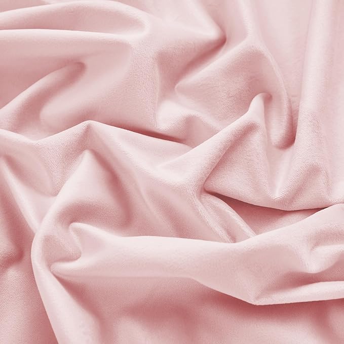 RYB HOME Baby Pink Velvet Curtains 96 inches, Back Tab Soft Fabric Room Darkening Thermal Insulated Luxurious Home Decor Curtains for Living Room Bedroom, W 52" x L 96", 2 Panels Set