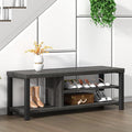 FOLUBAN Entryway Bench with Shoe Storage, Vintage End of Bed Bench, Rustic Wooden Entry Bench for Hallway Front Door Entrance, Industrial Indoor Bench for Bedroom Living Room, Dark Gray, 47 Inch