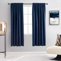 DONREN 2 Panels Navy Blue Blackout Thermal Insulated Curtain Drapes - Solid Soft Smooth Heavy Fabric Curtains for Bedroom(Dark Blue,42 Width by 63 Inch Length)