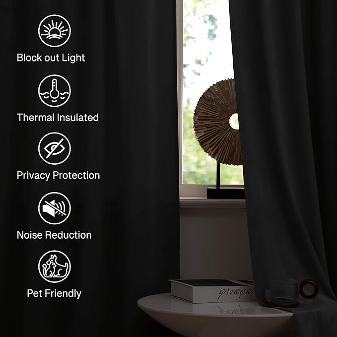 StangH Gray Velvet Curtains 96 inches - Bedroom Luxury Velvet Curtain Panels Blackout Draperies Heat Insulated Sliding Door Panel Drapes, 52 by 96 inches Long, 2 Panels