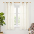 YoungsTex Ivory Linen Curtains 63 Inch Length for Living Room, Light Filtering Semi Sheer Window Drapes with Bronze Grommet Privacy for Bedroom Farmhouse Decorative, 42 x 63 Inch, 2 Panels