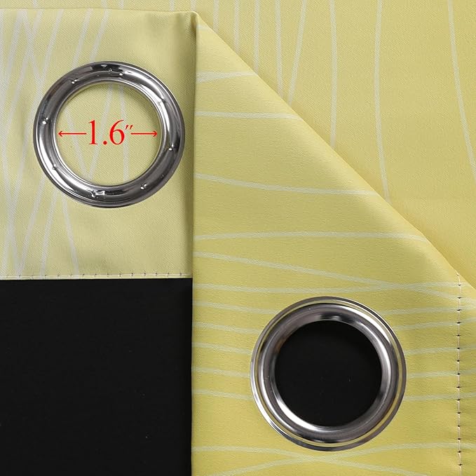 Estelar Textiler Black and Yellow Ombre Blackout Curtains for Bedroom, Full Room Darkening Grommet Curtains for Living Room, Thermal Insulated Light Blocking Gradient Drapes, 42Wx84L,2 Panels