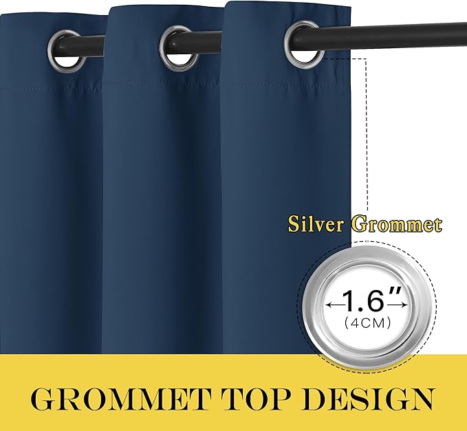NICETOWN Moroccan Blue Blackout Curtains for Bedroom 72 Inches Long, Thermal Insulated Room Darkening Grommet Window Curtains for Living Room Nursery, 66 inch x 72 inche, 1 Panel