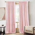 RYB HOME Baby Pink Velvet Curtains 96 inches, Back Tab Soft Fabric Room Darkening Thermal Insulated Luxurious Home Decor Curtains for Living Room Bedroom, W 52" x L 96", 2 Panels Set
