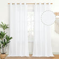 YoungsTex White Linen Curtains 102 Inches Long for Living Room Light Filtering Floor Length Drapes with Bronze Grommet for Bedroom Dining Room Country, 52 x 102 Inch, 2 Panels