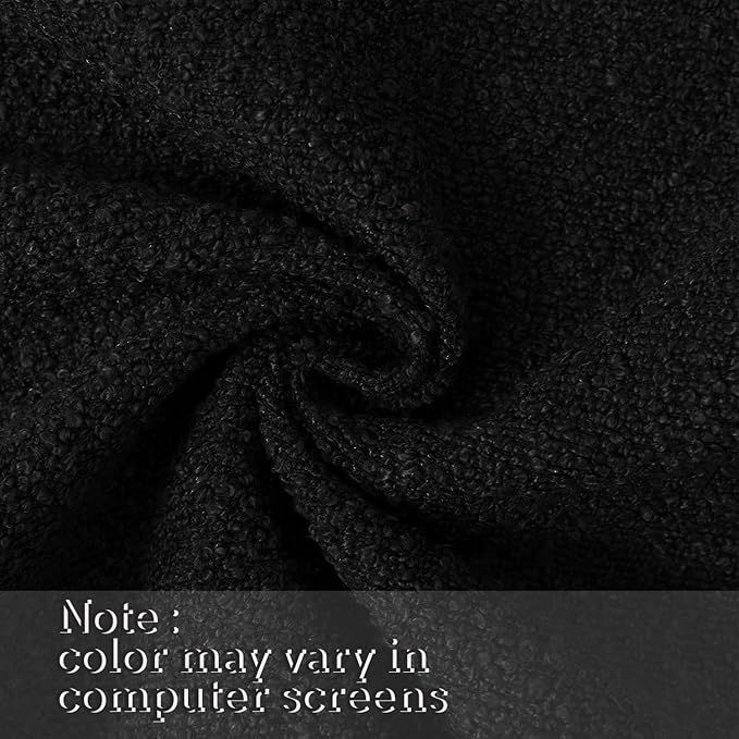 Jeneoo Black Decorative Square Thick Throw Pillow Covers Fine Textured Boucle Couch Cushion Case for Sofa Decor, Set of 2, 20 x 20 Inch